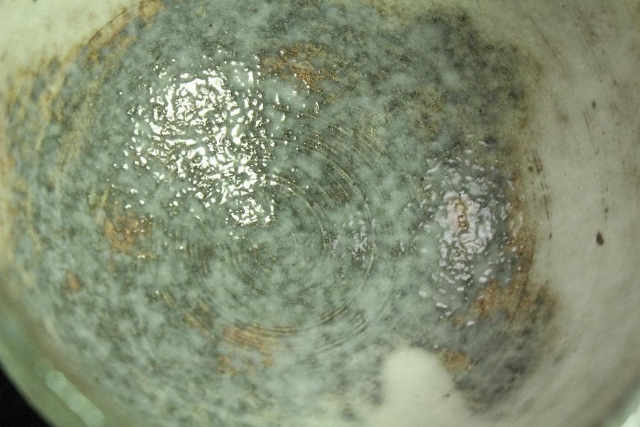 茶道具 桃形 粉引茶碗 共箱(K-A364)