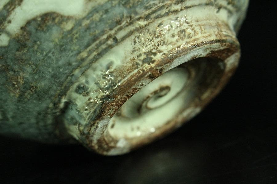 茶道具 桃形 粉引茶碗 共箱(K-A364)