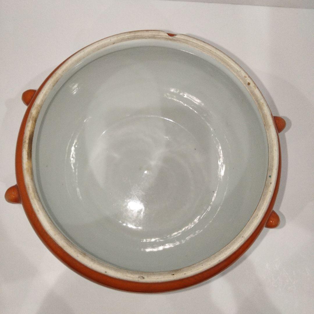 V392-1 中国古美術 清代 江西 余栄盛 出品 橙 水指　K