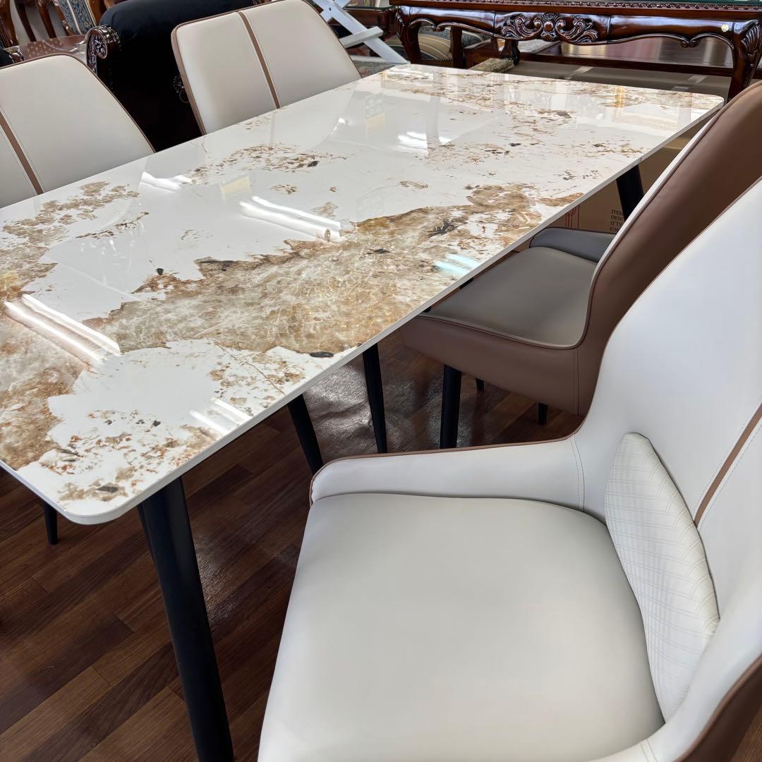 ホワイト サンライジングダイニング５点セット