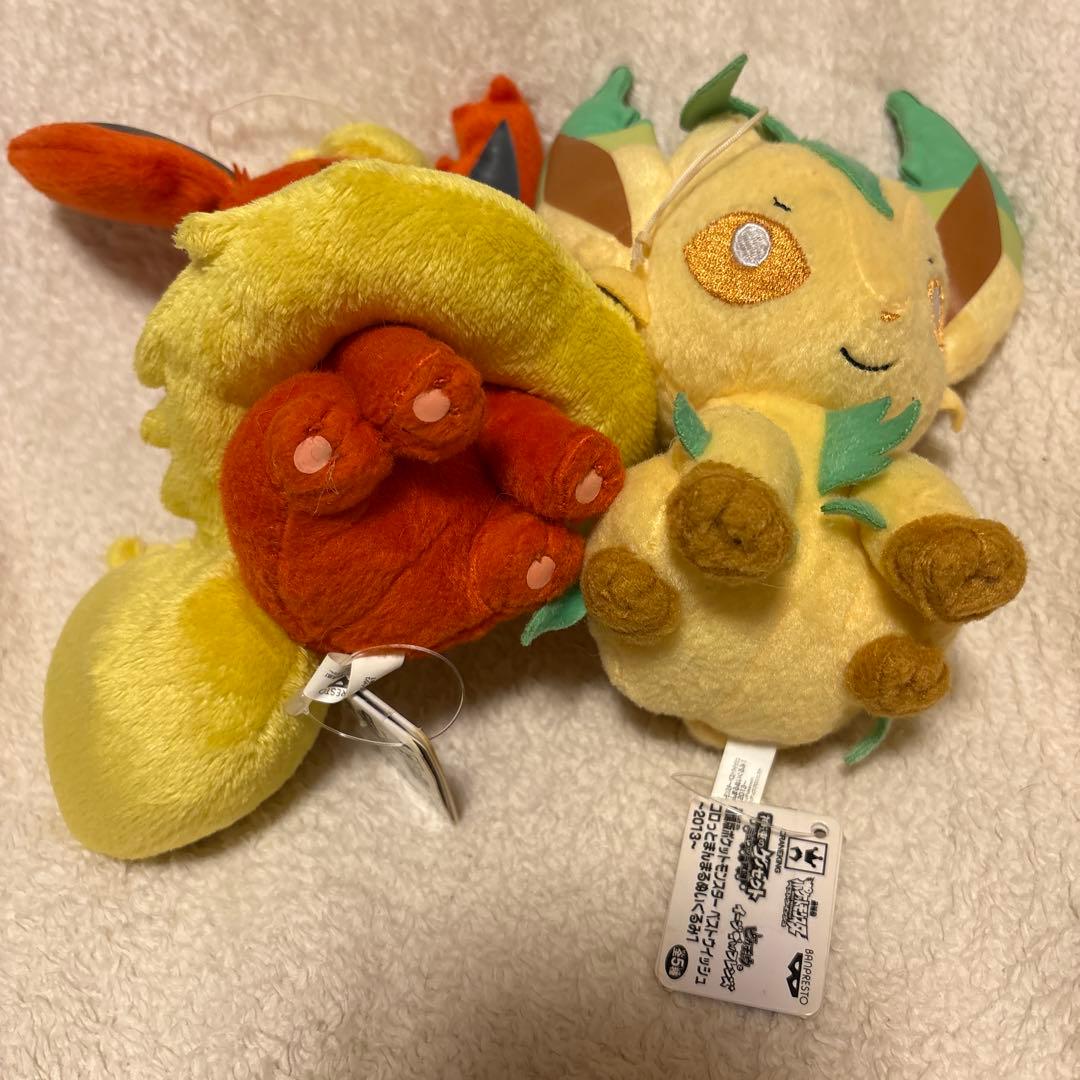 ポケモン　コロぬい　ブースター　リーフィアマスコット　ぬいぐるみ