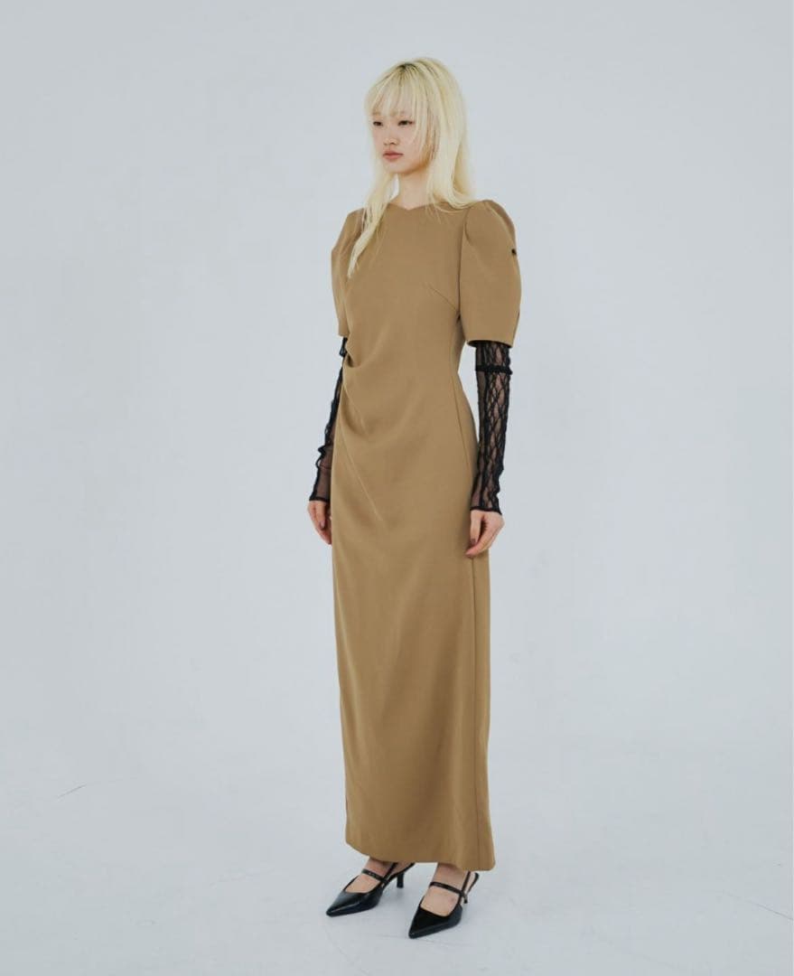 ANDRESED lace arm drape dress Sサイズ