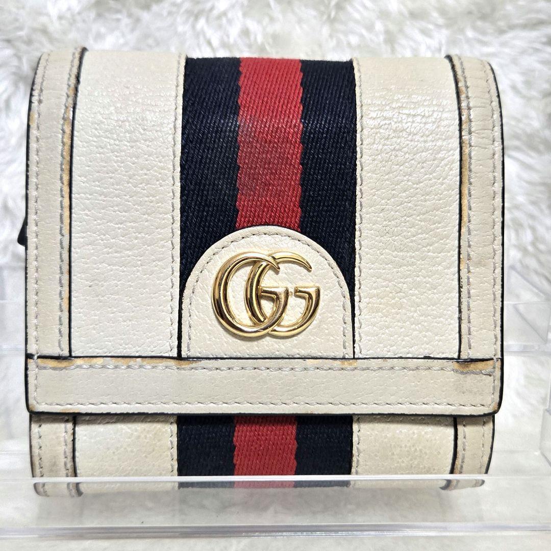 グッチ オフディア 折り財布 レザー シェリーライン