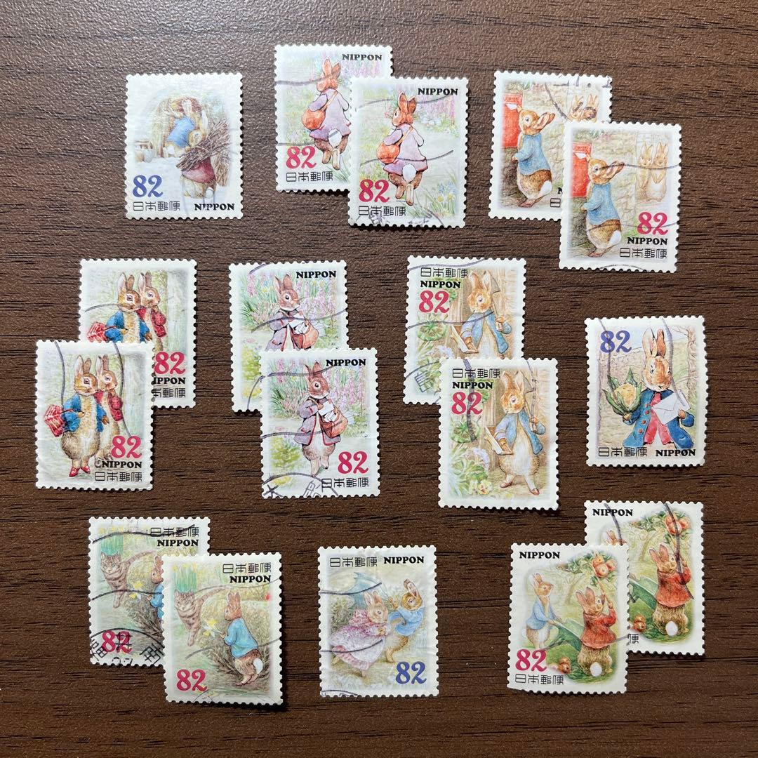 日本の古切手　ピーターラビット その3　17枚