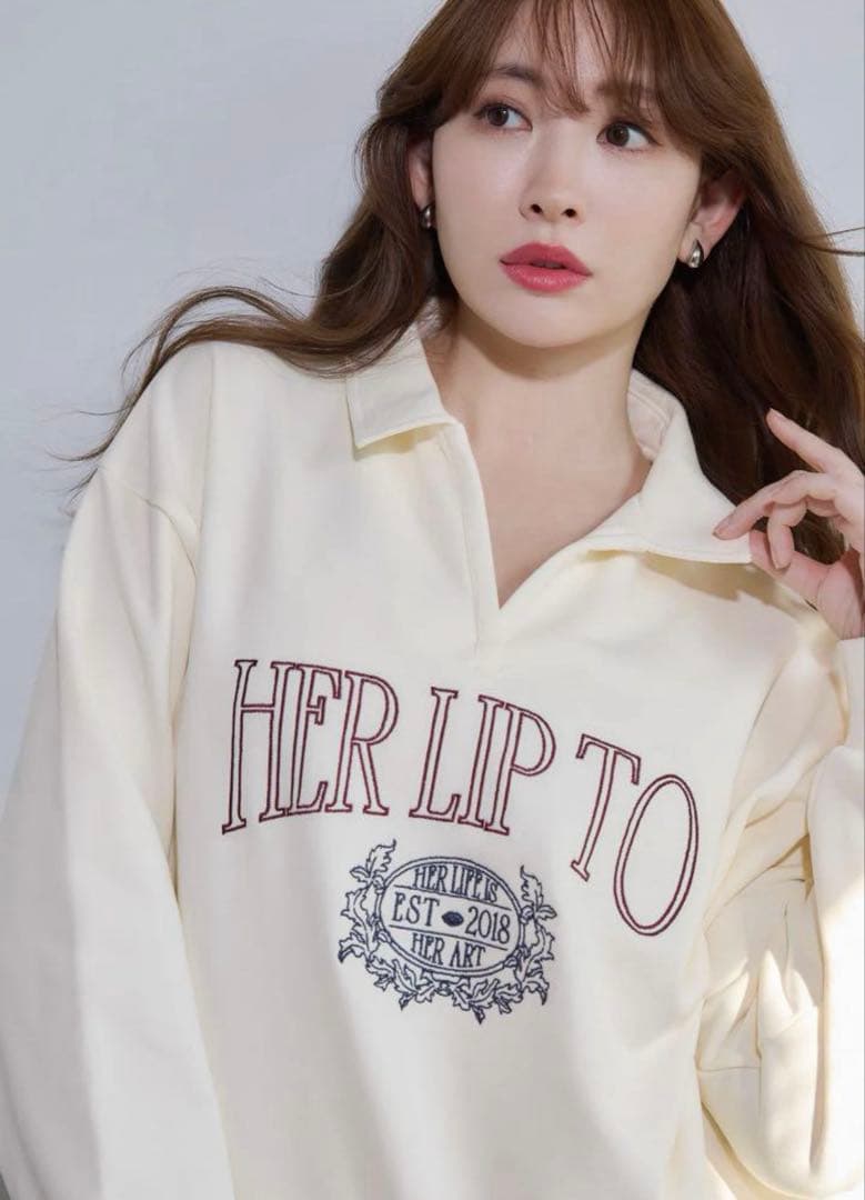 トップス herlipto Embroidery Polo Sweatshirt