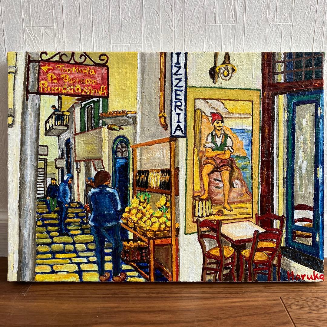 絵画　油絵　キャンバス　風景画　マーケット　F4