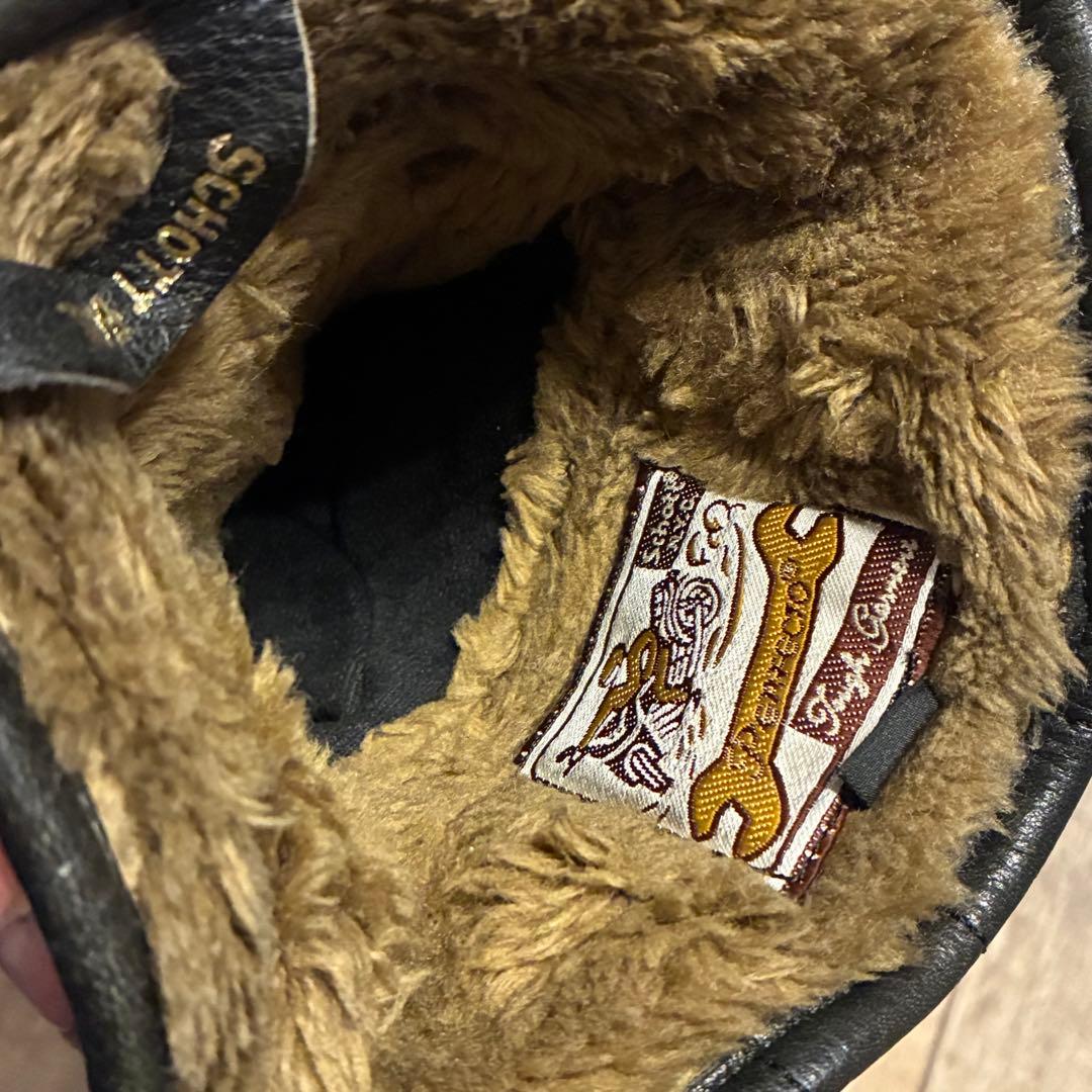 【極暖】SCHOTT ボア レザー グローブ Lサイズ ブラック ガントレット