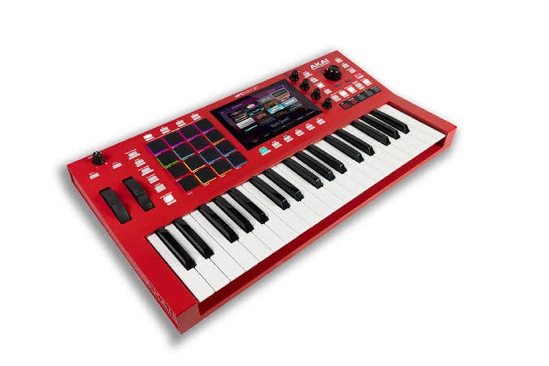 専用赤い61鍵MIDIキーボード