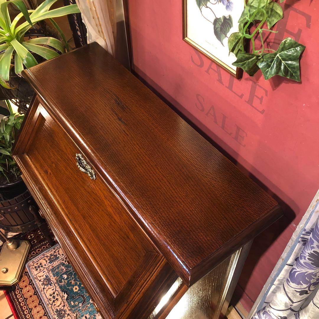 イタリアン　アンティーク　オーク　コンパクト　ライティングビューロー