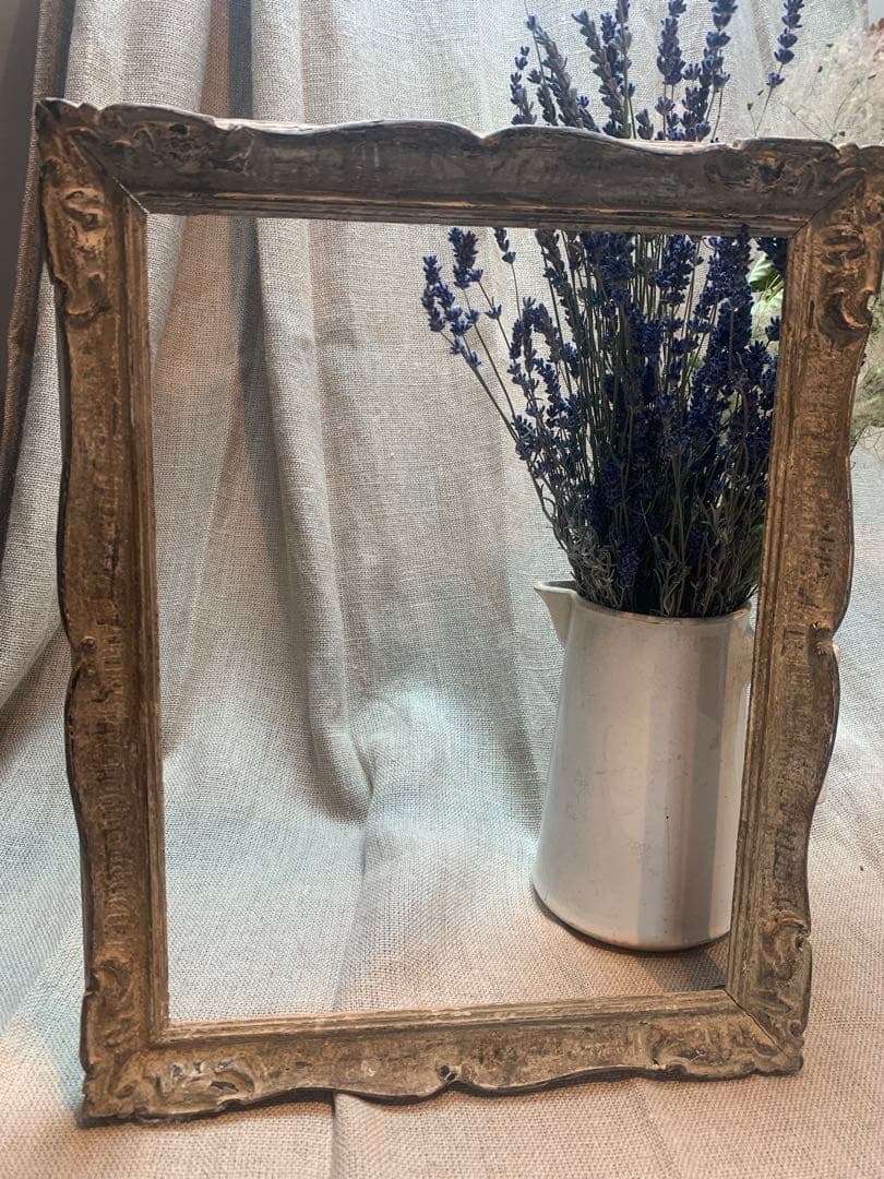 フランス 大型 アンティークフレーム 木彫 額縁 43x34cm