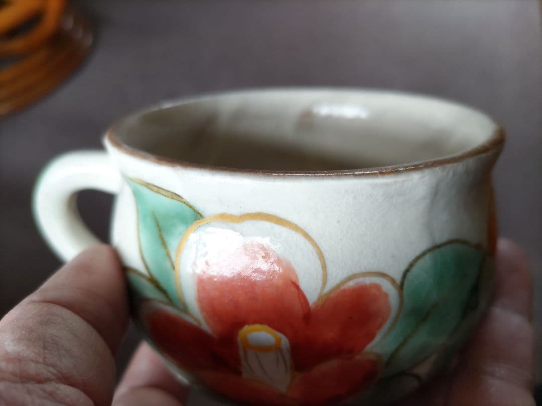 翌日発送　希少　先代作！陶葊・陶あん カップ＆ソーサー　牡丹絵