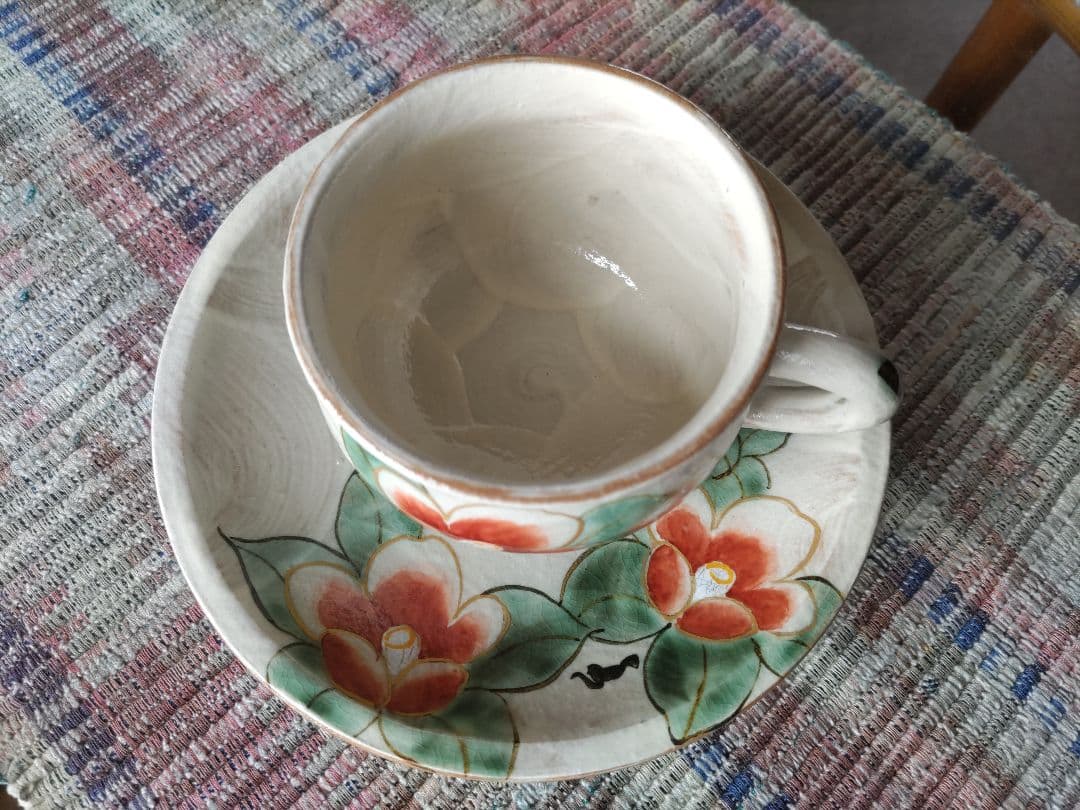 翌日発送　希少　先代作！陶葊・陶あん カップ＆ソーサー　牡丹絵