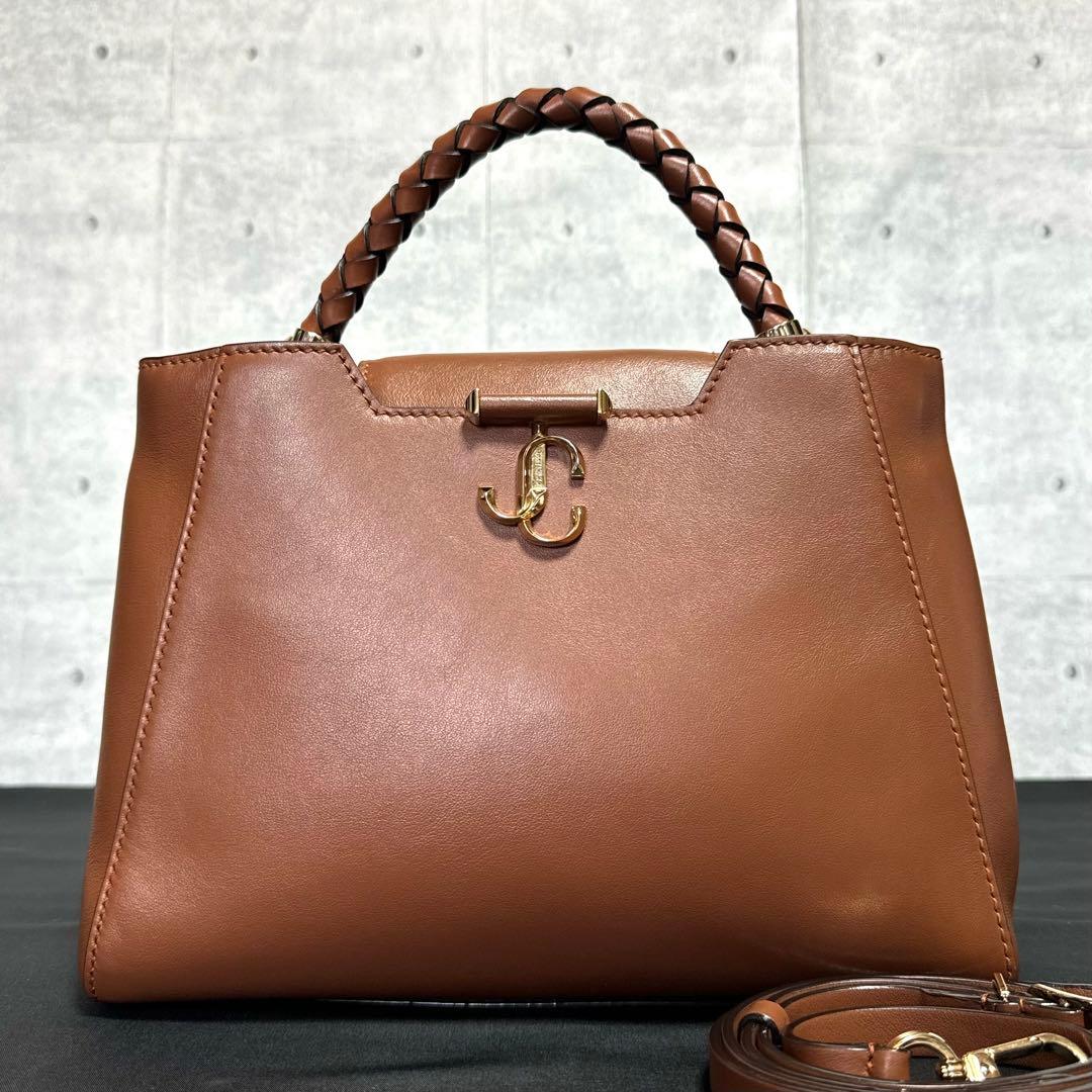 専用品JIMMY CHOO VARENNE キャメル 2WAYハンドバッグ