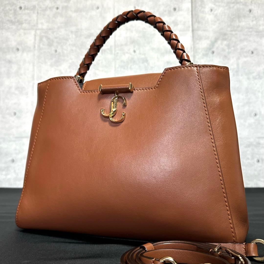 専用品JIMMY CHOO VARENNE キャメル 2WAYハンドバッグ