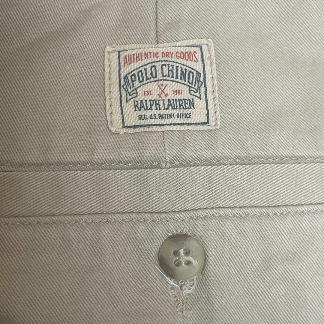 90s ラルフローレン ポロチノ USA製 ベージュ ツータック 36/34