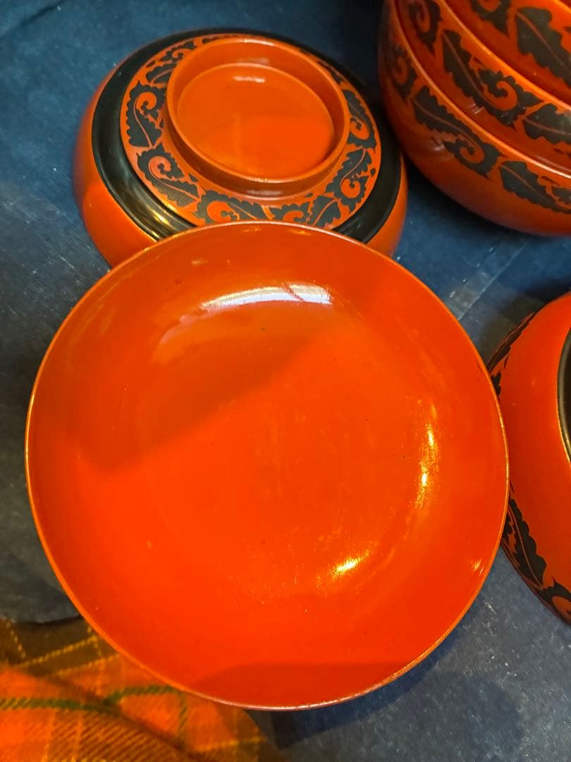 漆器　朱塗　吸物椀　煮物椀　10客　傷無し　木製