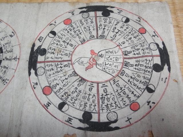 ■極希少 1800年頃（江戸後期）！風水師用 紙製風水羅盤と紙製風水説明書（二冊