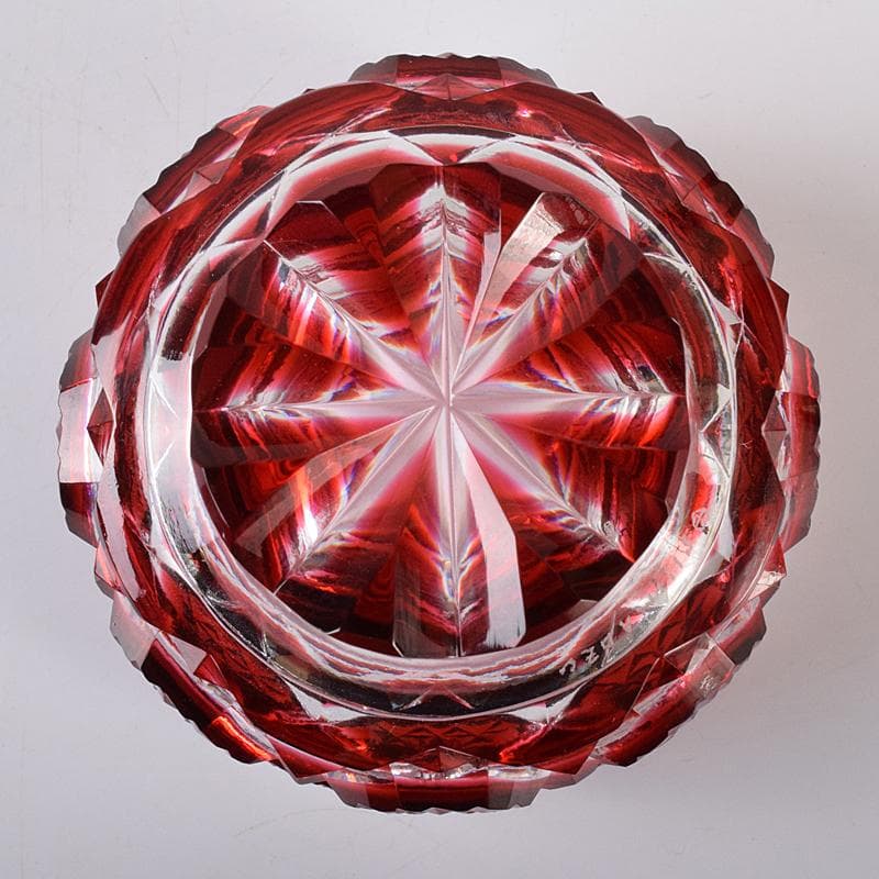 薩摩ガラス工芸作　復元　島津薩摩切子　色被せガラス　切子猪口　共箱　MR8283