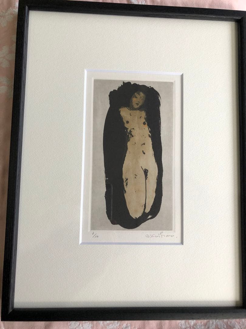 月曜日まで8,888円　　栗原一郎　版画　裸婦　絵画　手彩色
