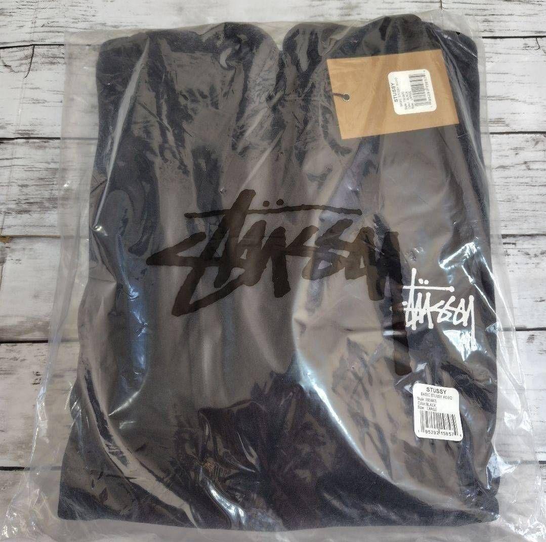STUSSY ベーシック プルオーバー フード パーカー S ブラック