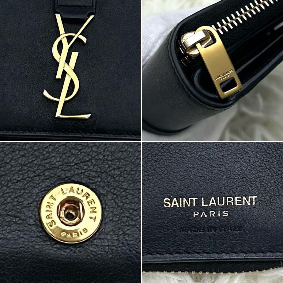 【美品】Saint Laurent カランドラ 財布 ブラック 二つ折り財布