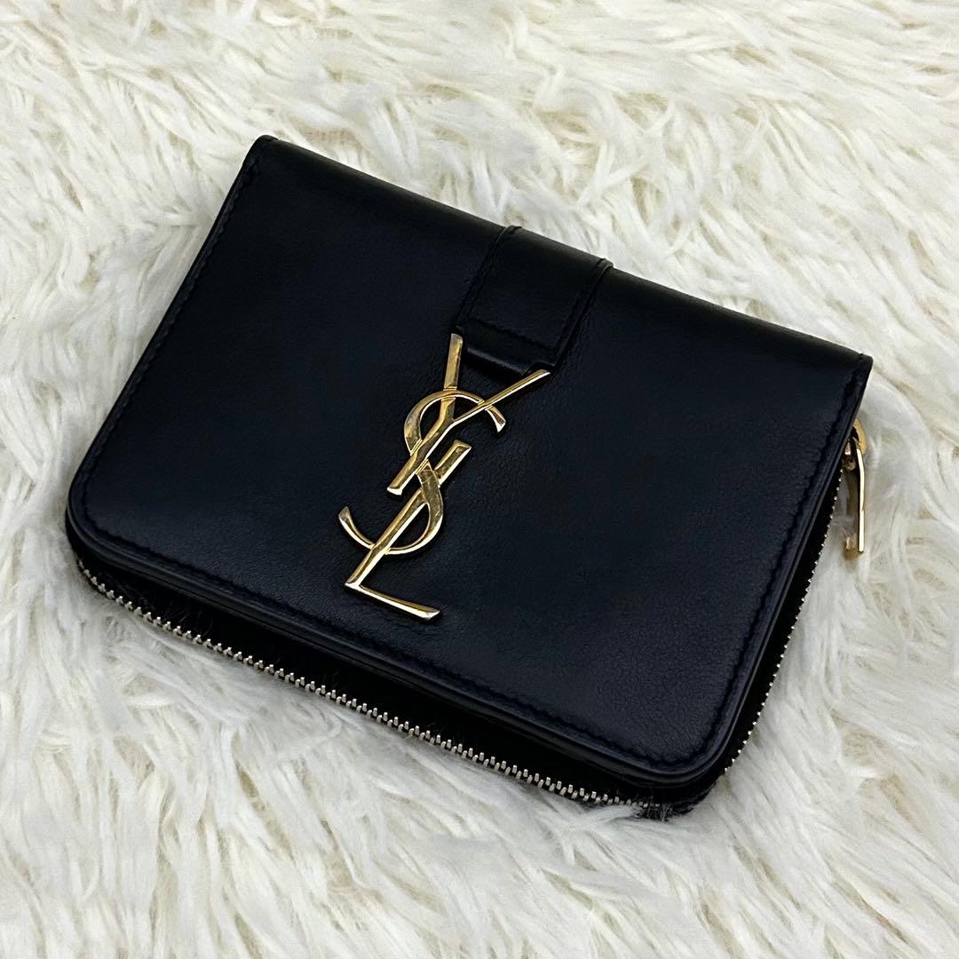 【美品】Saint Laurent カランドラ 財布 ブラック 二つ折り財布
