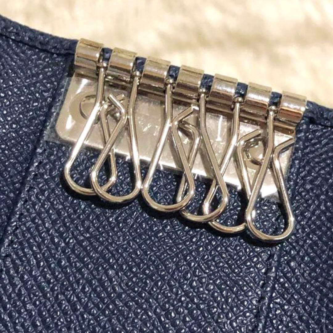 未使用✨ブルガリ グレイン カーブレザー 6連キーケース デニム サファイア