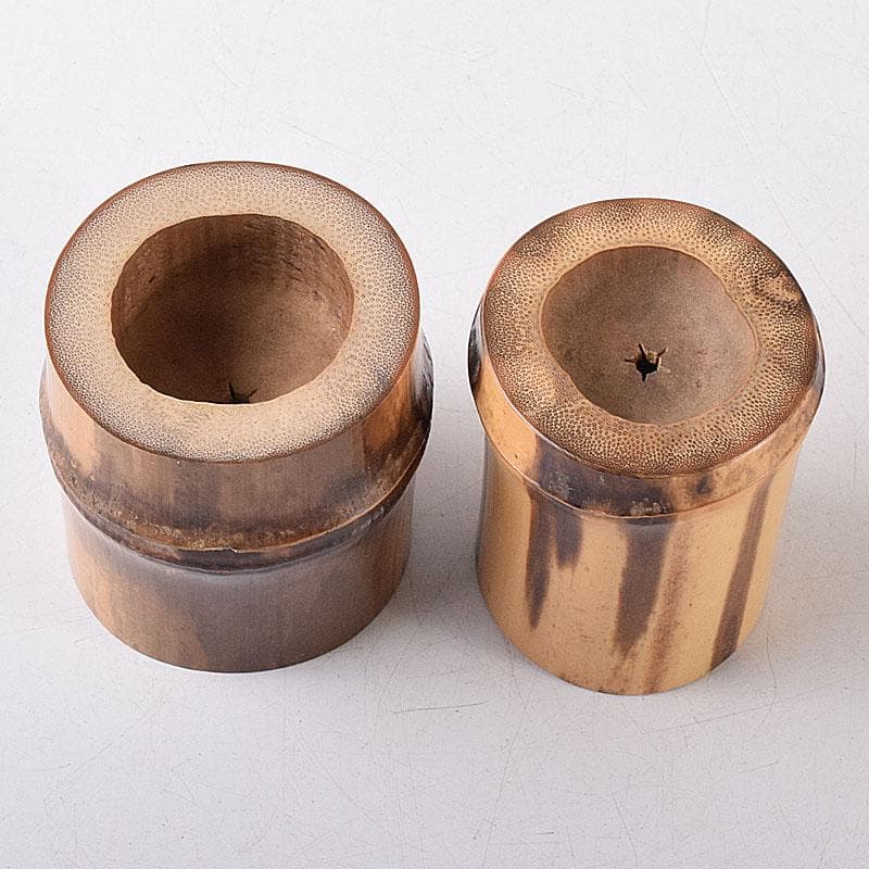茶道具　弥三郎作　古竹　蓋置　一双　共布　書付極め箱　V　R8685
