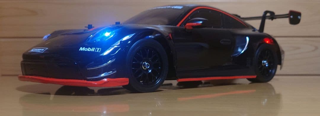 田宮RCポルシェ911GT3 R (992)LEDライト付＆プロポ充電器完成品