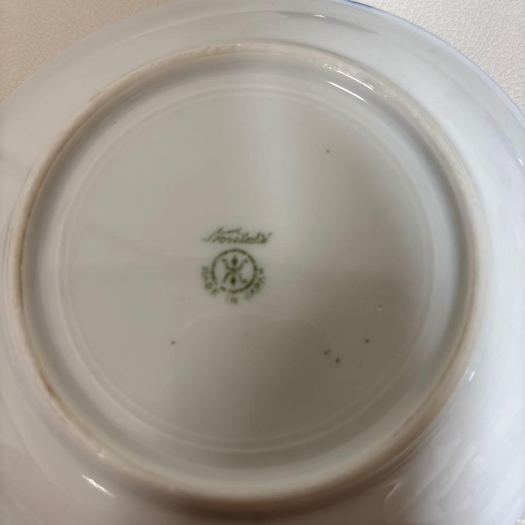 オールドノリタケ 金盛上・コバルト薔薇図紋　カップソーサー2客セット