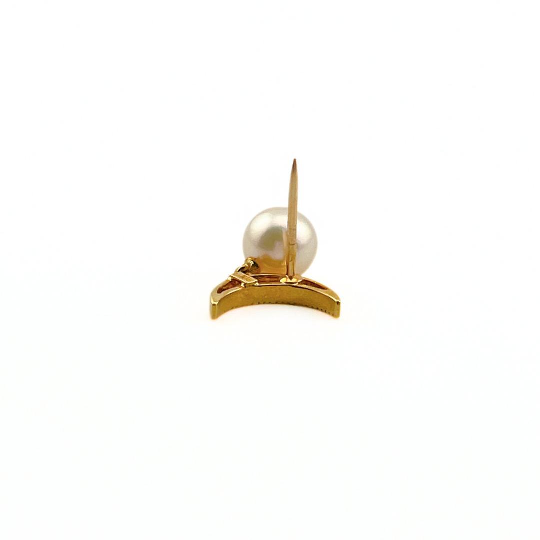 MIKIMOTO ミキモト ダイヤ アコヤパール 18K ピンブローチ ムーン