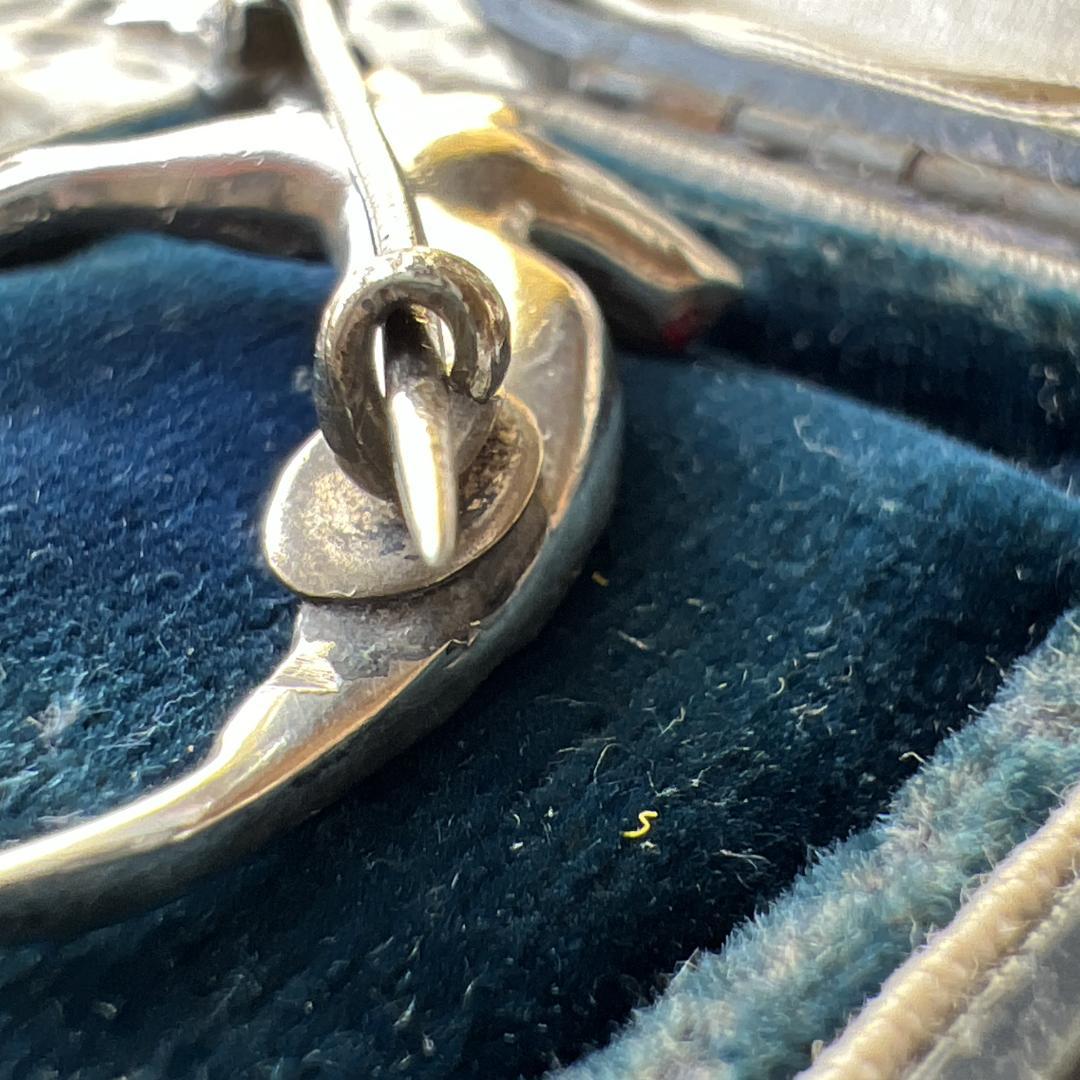 【アンティーク 】 ツバメブローチ ペーストガラスシルバー900 ヴィクトリアン