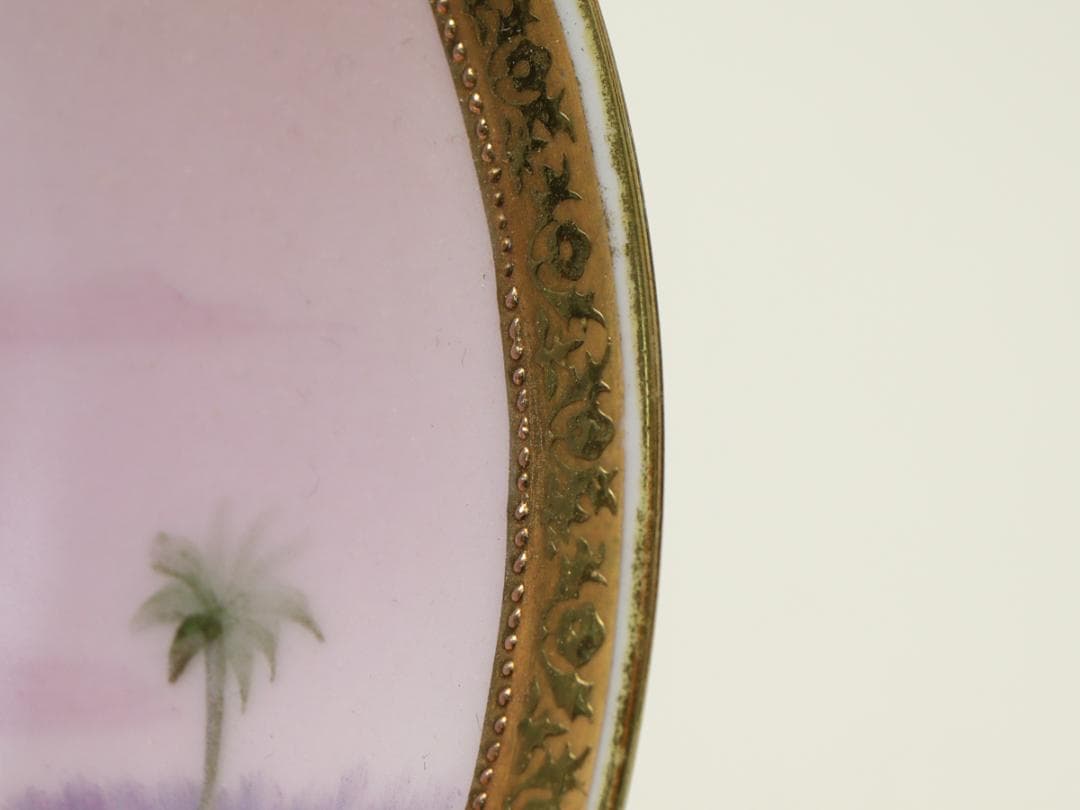 オールドノリタケ 金盛上ヤシの木湖畔 トリオ カップ ソーサー プレート