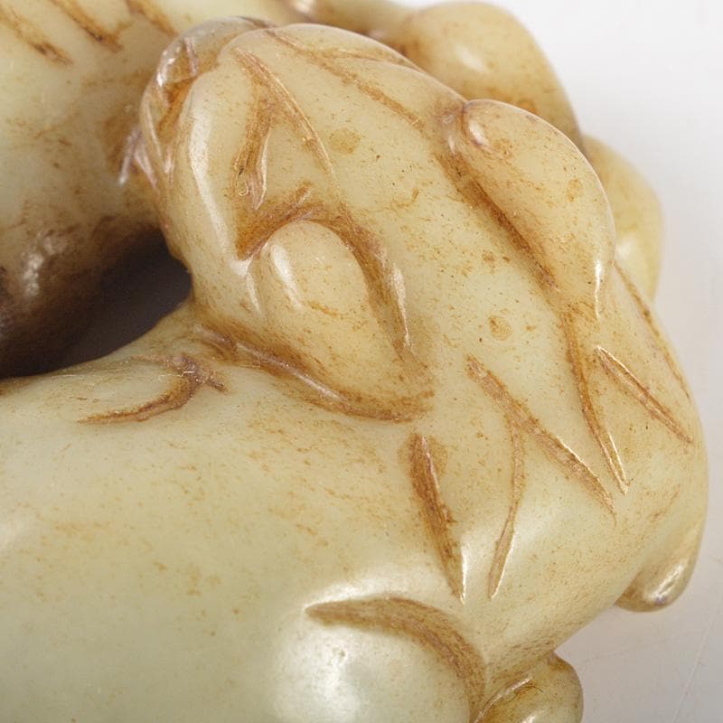 中国　玉石彫刻　犬刻　根付　紙鎮　置物　C　R7131E