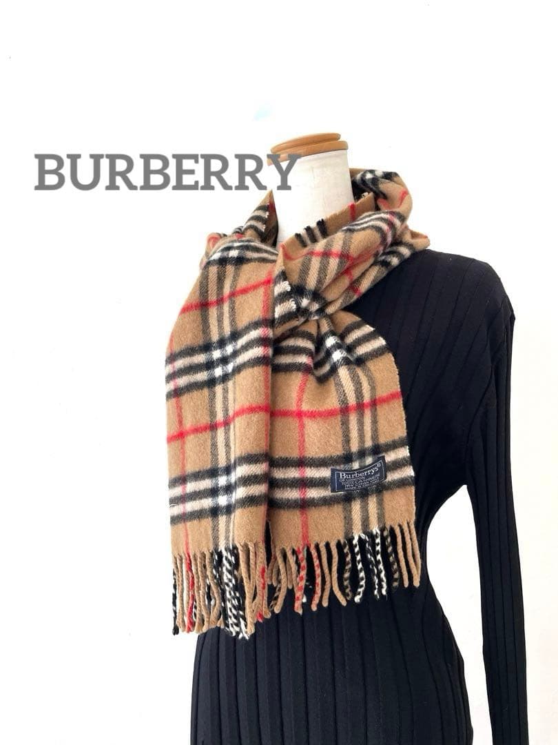 美品 バーバリー カシミア100% マフラー BURBERRY 男女兼用