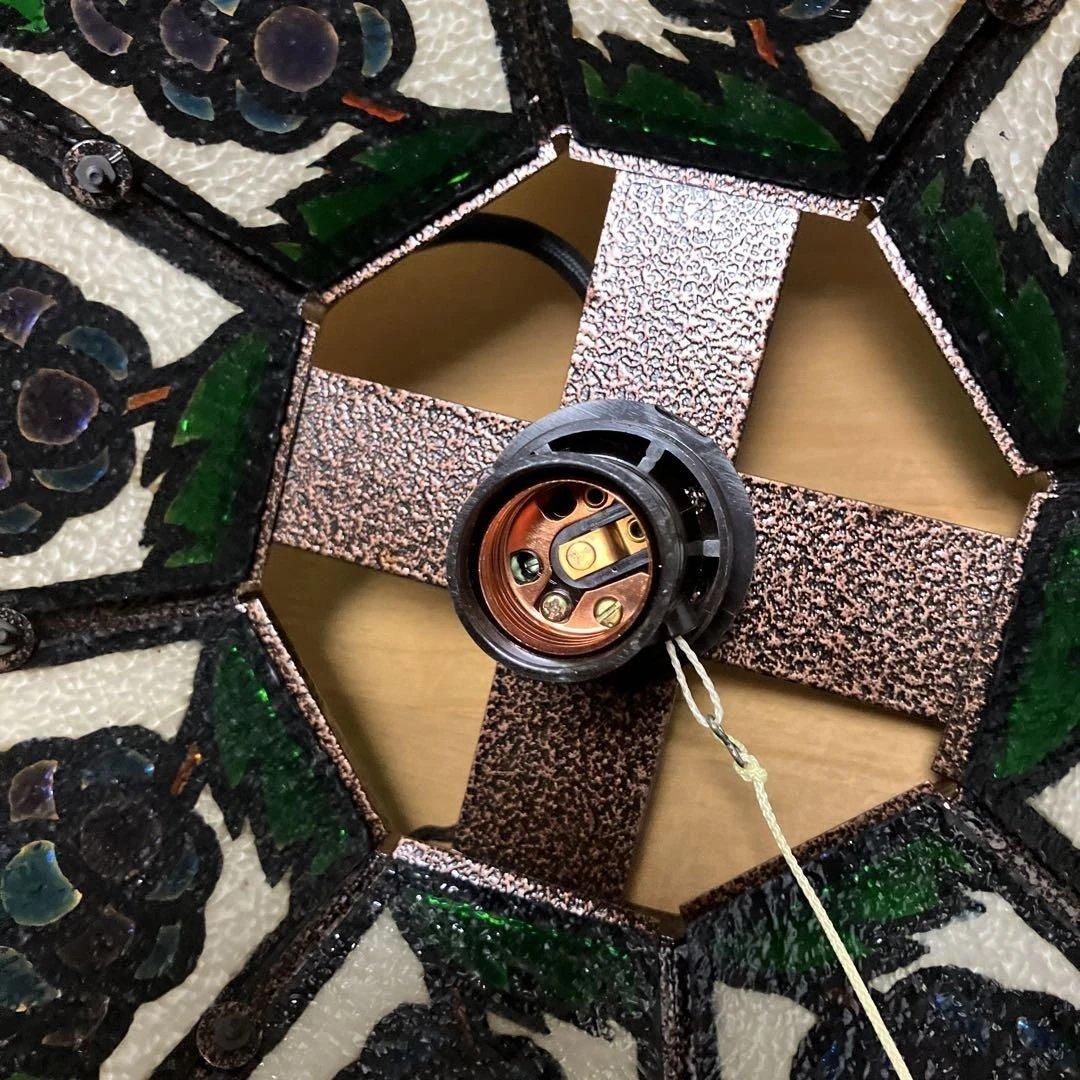 ステンドグラス風ペンダント照明（引掛シーリング式、取付具付き）