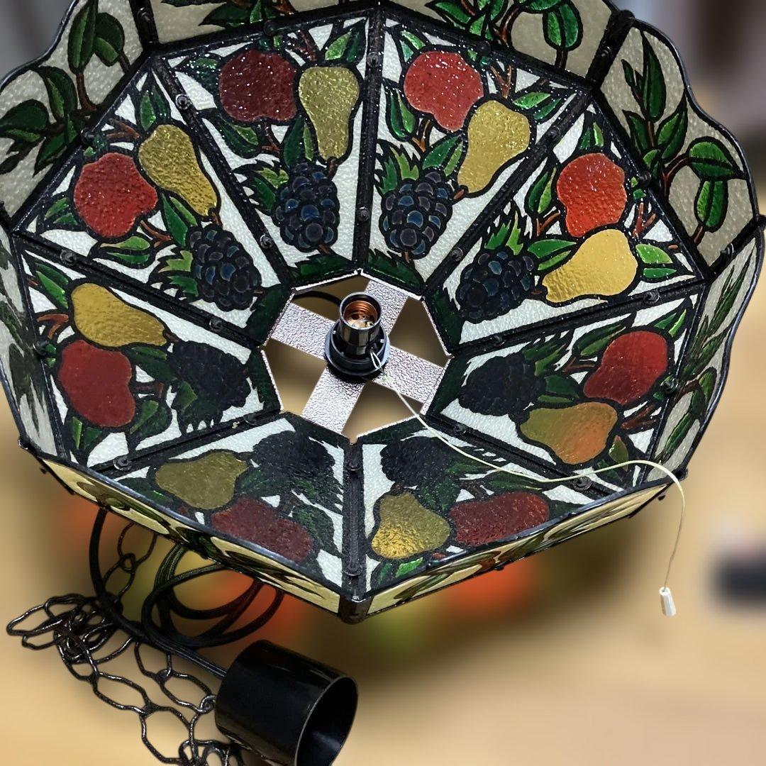 ステンドグラス風ペンダント照明（引掛シーリング式、取付具付き）