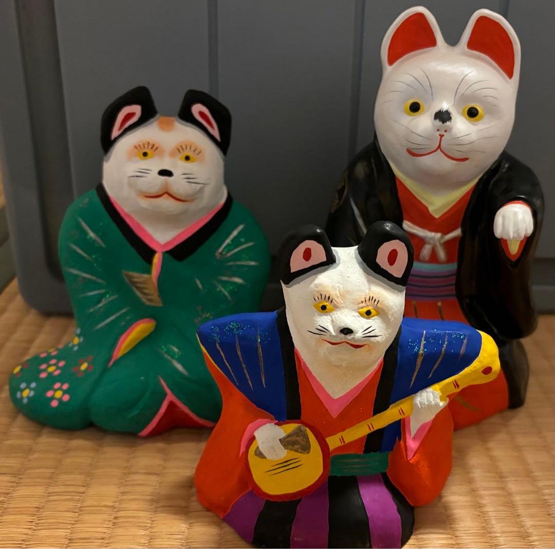 郷土玩具　つつみ人形　招き猫　まねきねこ　3点セット