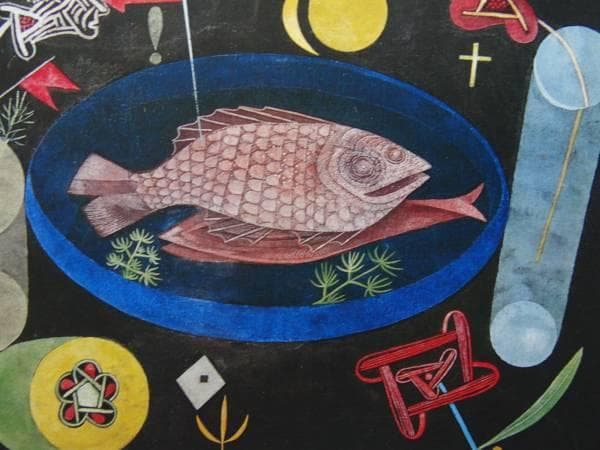 パウル・クレー、【魚のまわりで】、希少画集画、新品高級額・額装付