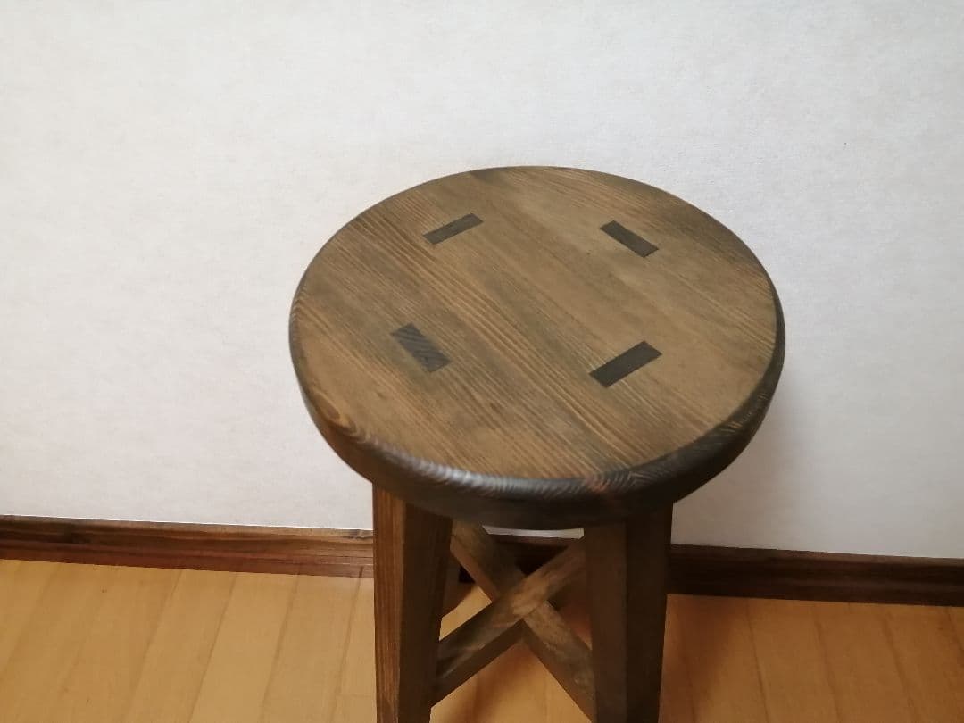 木製スツール　２脚セット　高さ47cm　丸椅子　stool