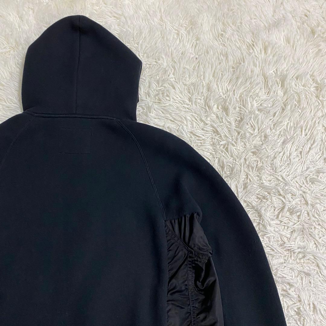 sacai サカイ ドッキング パーカー ナイロンツイル 切替 黒 1サイズ