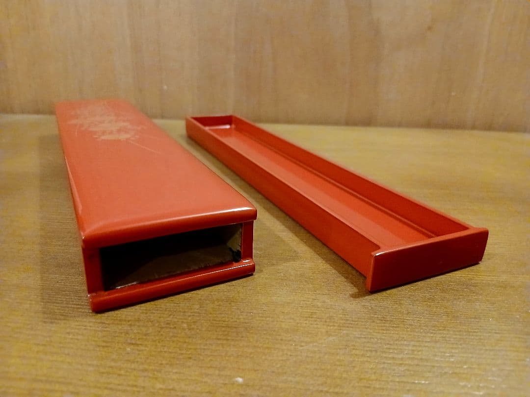 未使用　沈金　漆塗り　箸入れ　漆器　弁当