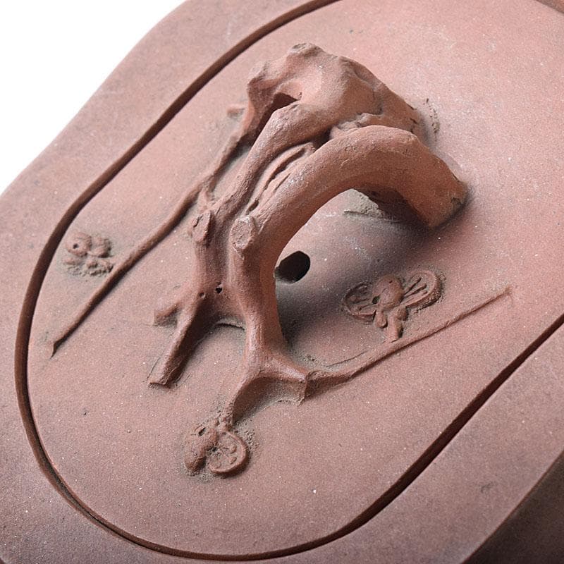 中国　紫砂　朱泥　梅文　急須　茶壷　在銘　M　R8774