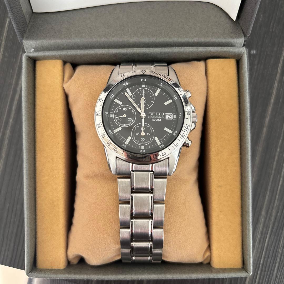 SEIKO クォーツ 腕時計 クロノグラフ ブラック