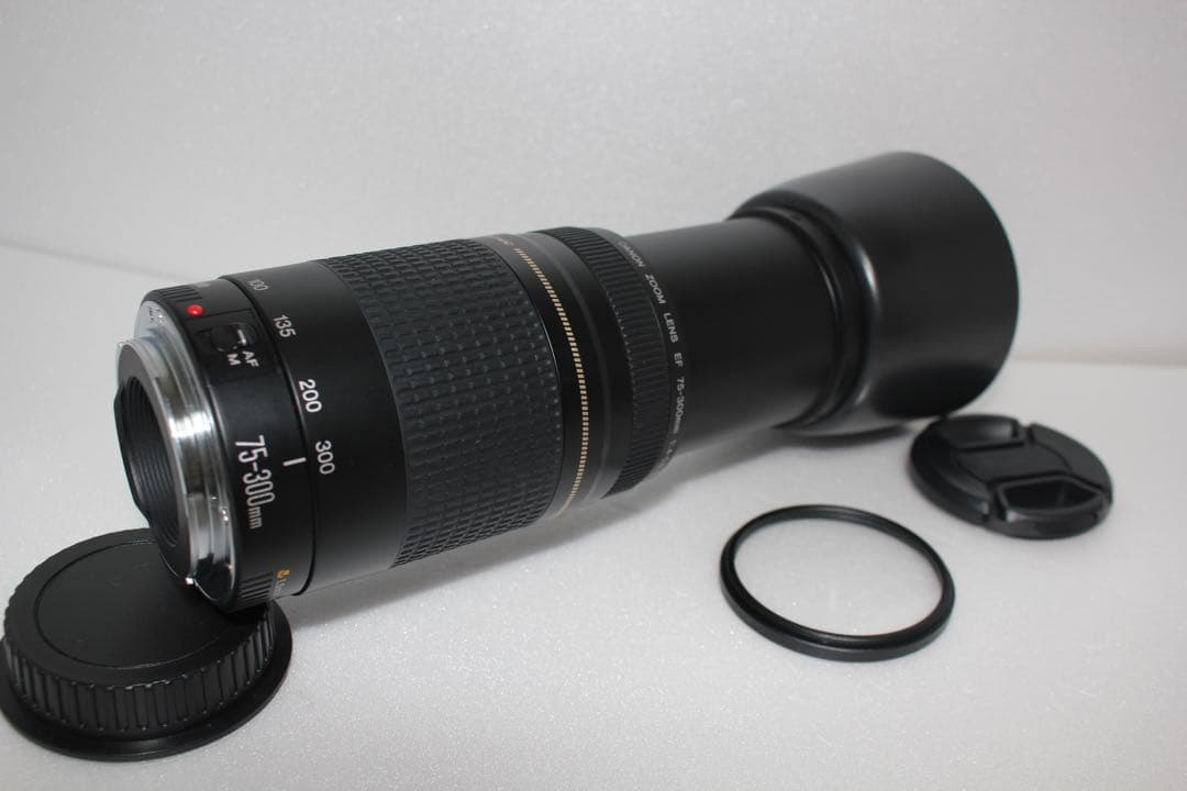 人気の望遠レンズ/フード付き/Canon EF75-300㎜