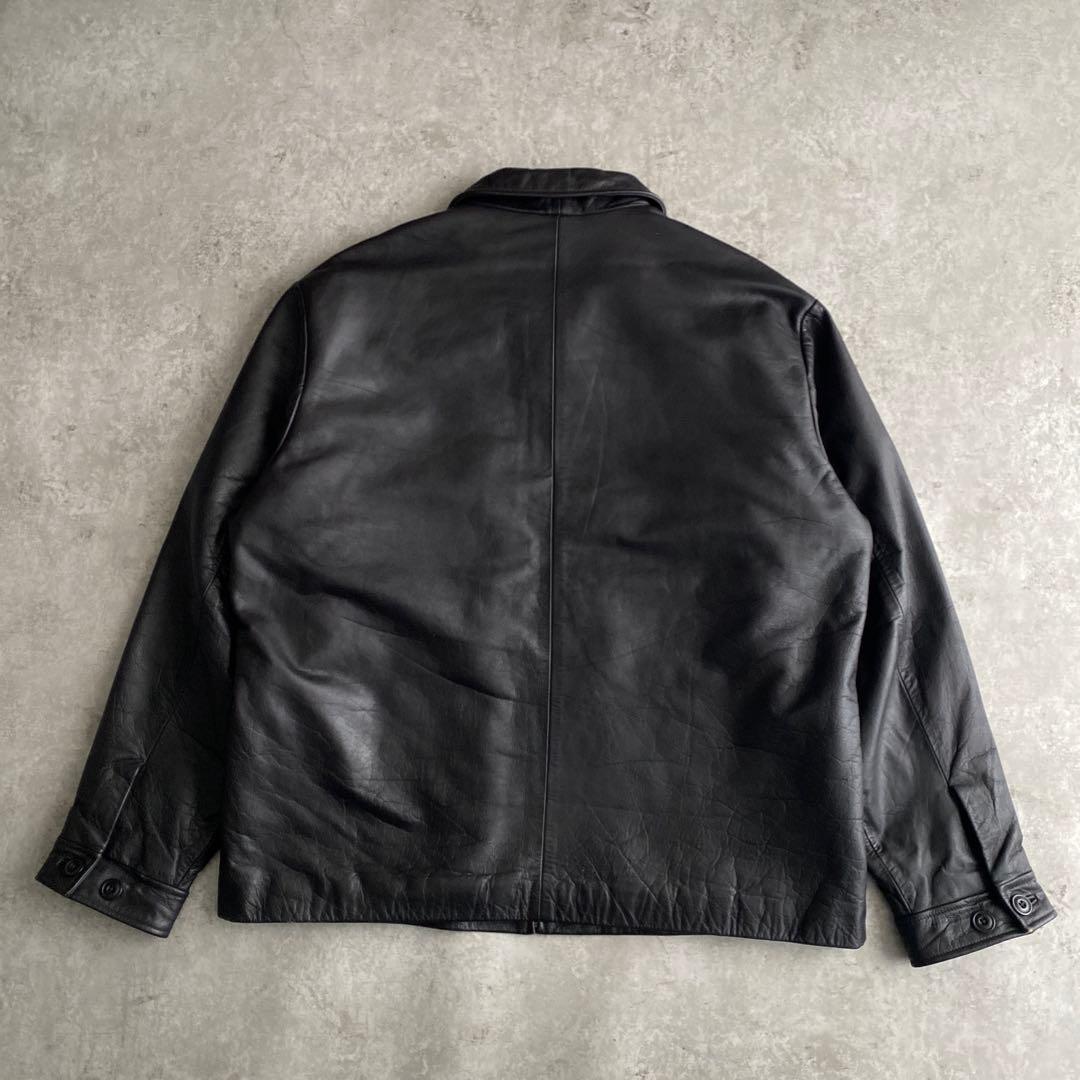 革質 極上 90s 00s GAP 茶芯 レザー ジャケット XL 黒 ブラック