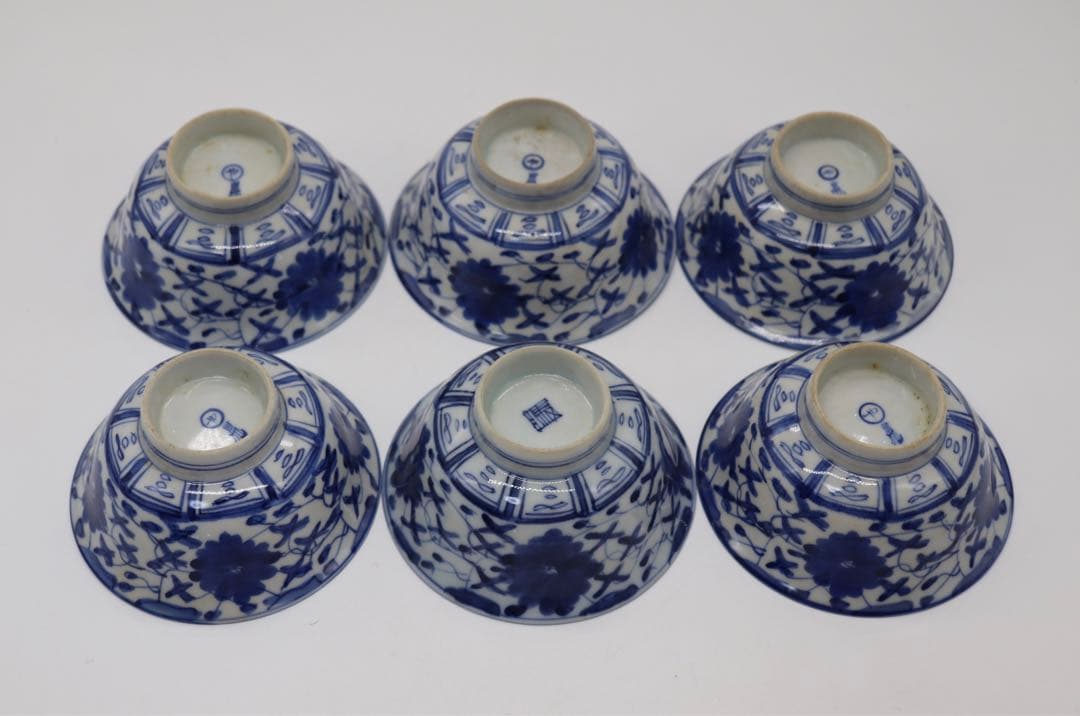 中国　新渡　染付茶碗6点①　送料込み0207