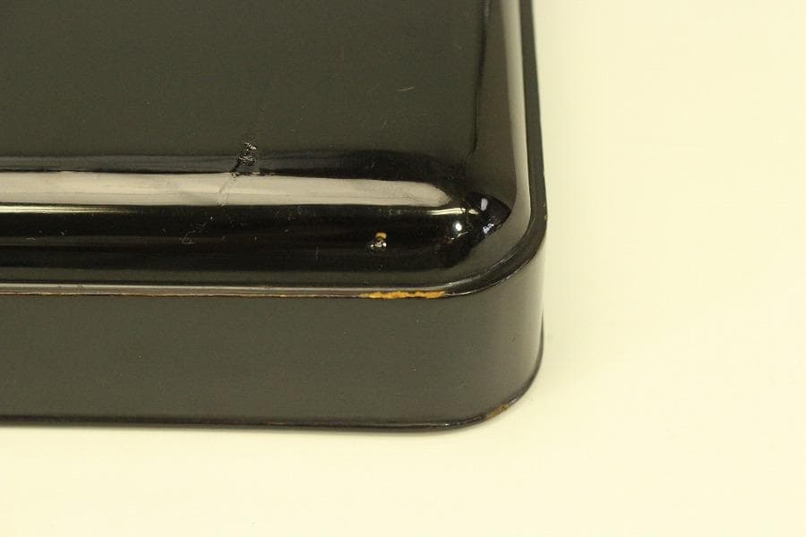 松上鶴蒔絵 四方盆 時代物(A981)