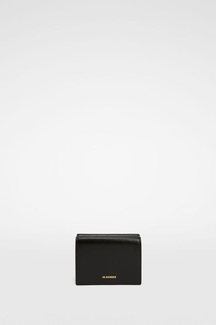 [ 最安値 ] JIL SANDER ブラックレザー三つ折り財布