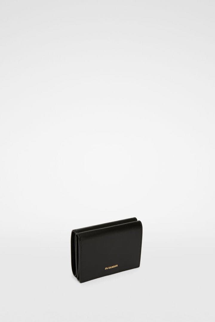 [ 最安値 ] JIL SANDER ブラックレザー三つ折り財布